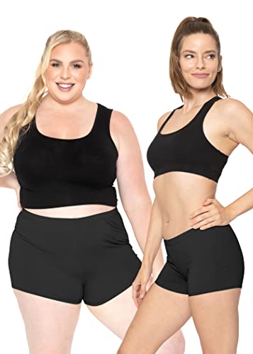 Stretch Comfort Women's and Plus Size Nylon Booty Shorts for Summer Fitness Workouts
| Stretch Comfort Women's and Plus